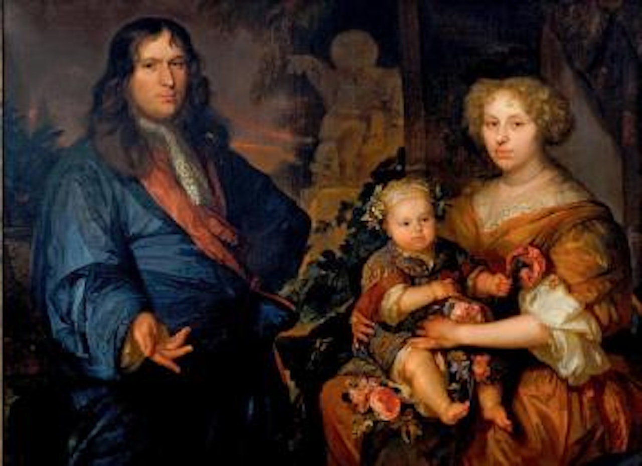 Portrait de famille dans un paysage by Abraham van den Tempel