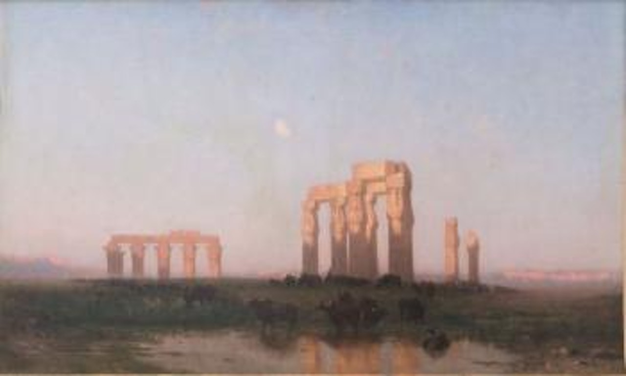 Troupeau de buffles sur le site de Louxor by Narcisse Berchere