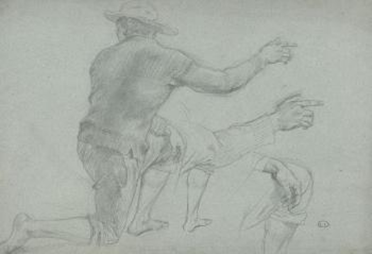 Pêcheur à genoux avec reprises du genou et du bras by Léon Augustin Lhermitte