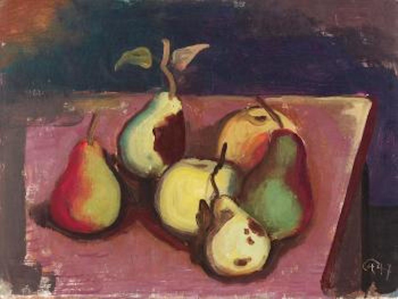 Pears and Apples on a table by Karl Hofer