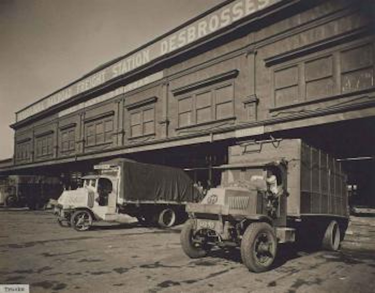 Trucks, Desbrosses Street, June 1st, 1936 by Berenice Abbott