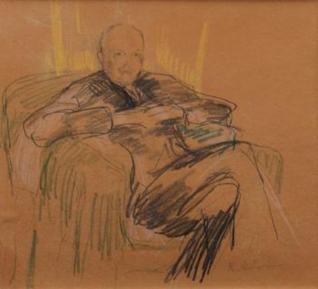 Portrait d'un homme confortablement assis dans son fauteuil by Filip Malyavin
