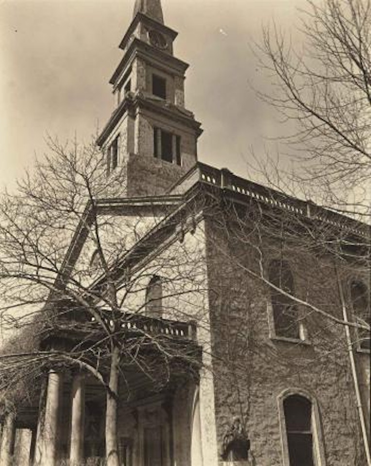St. Marks Church, Front And Side by Berenice Abbott