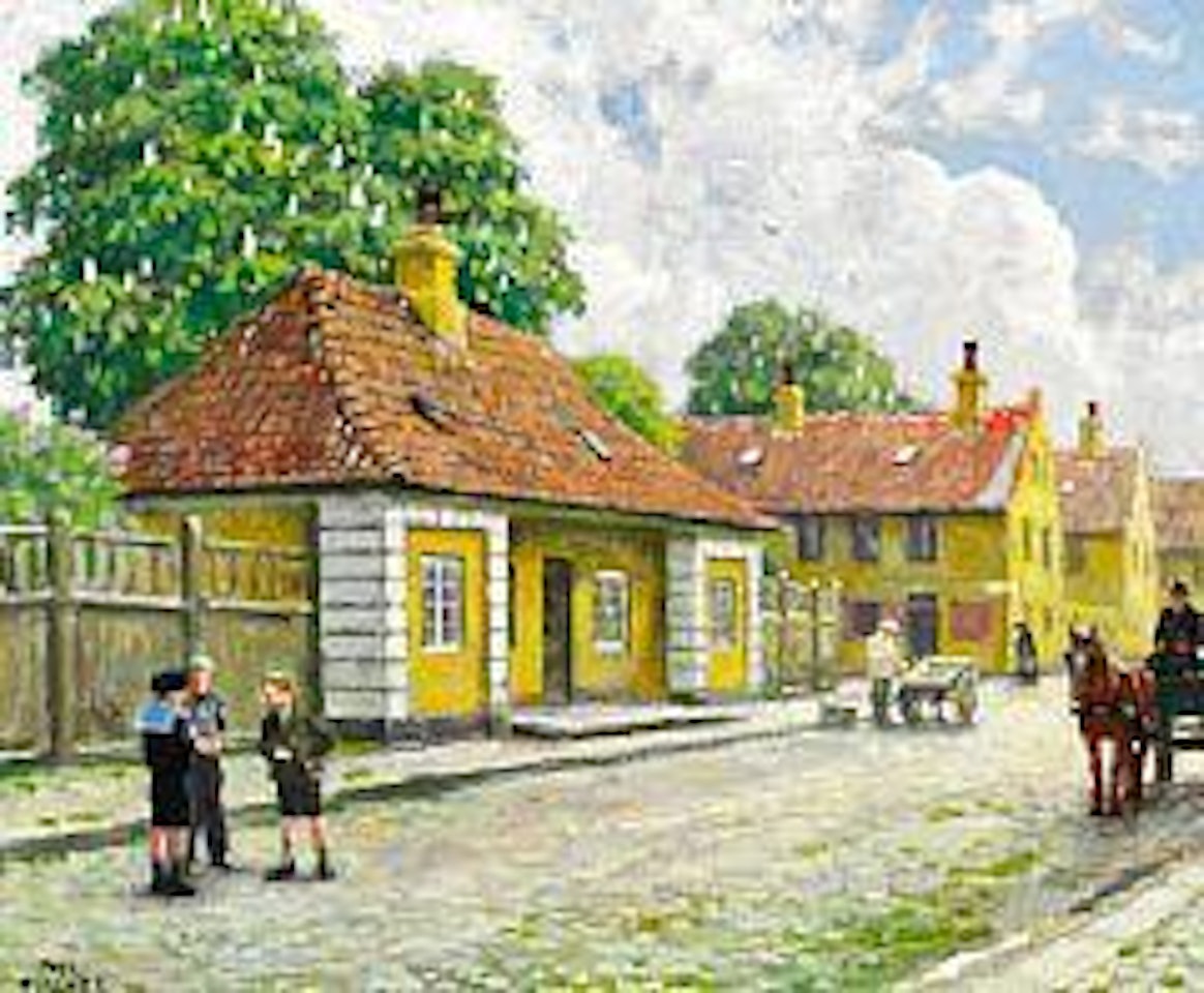 Scene from Nyboder at the old Main Guard (Hovedvagt) in Copenhagen by Paul Fischer