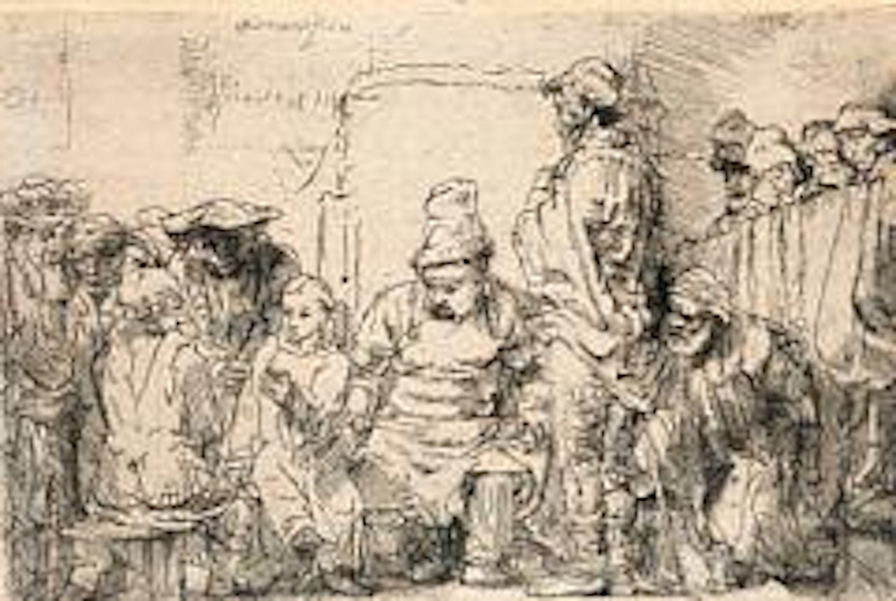 Christ seated disputing with the doctors by Attributed to Rembrandt Harmensz van Rijn