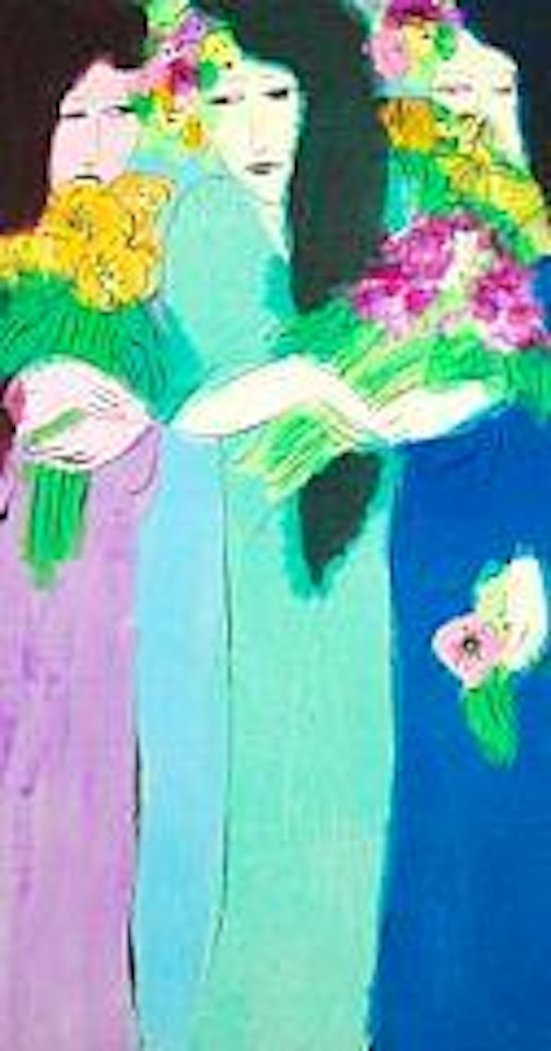 Composition with three women and flowers by Walasse Ting