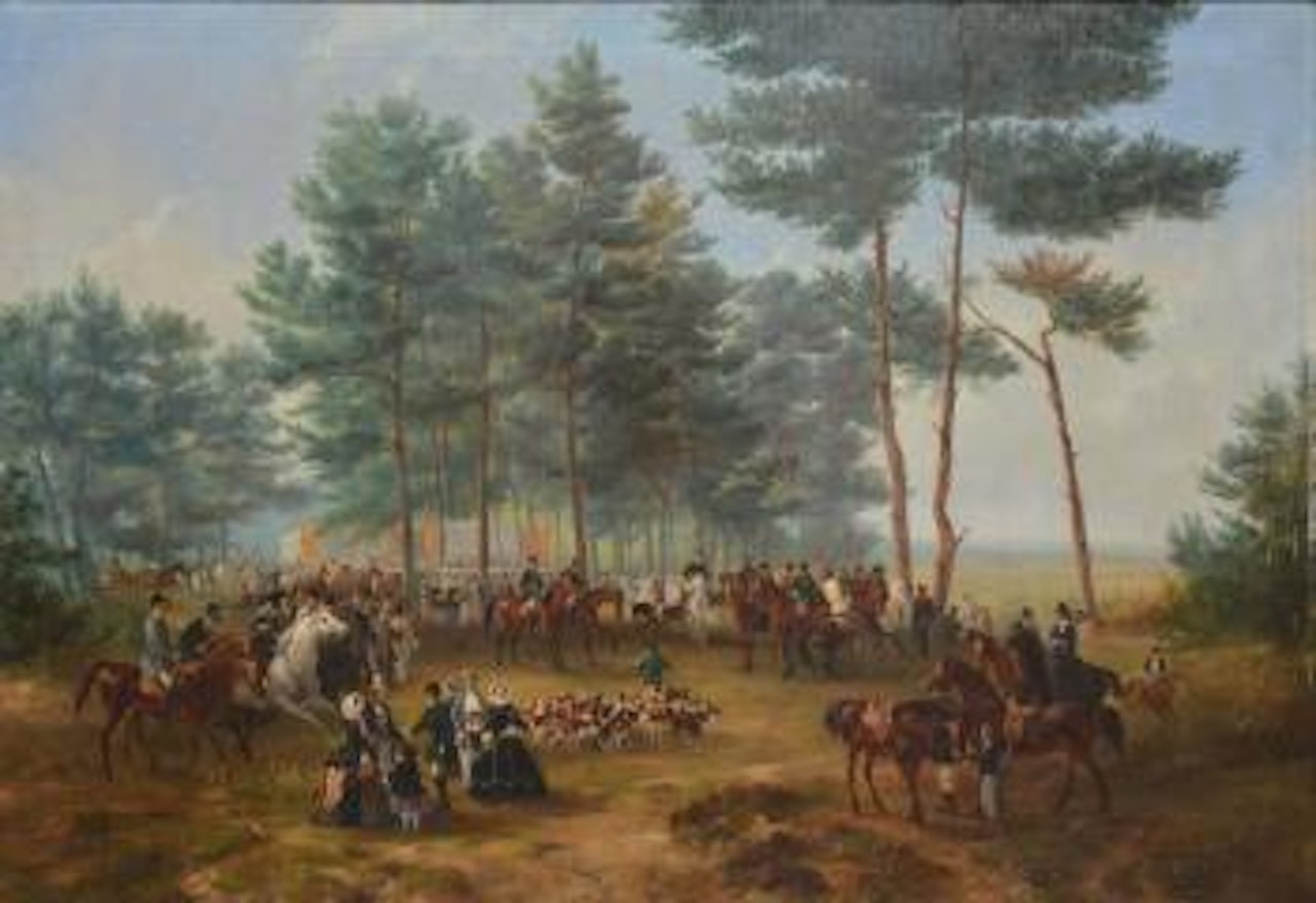Départ de chasse à courre, Baden-Baden by August Knip