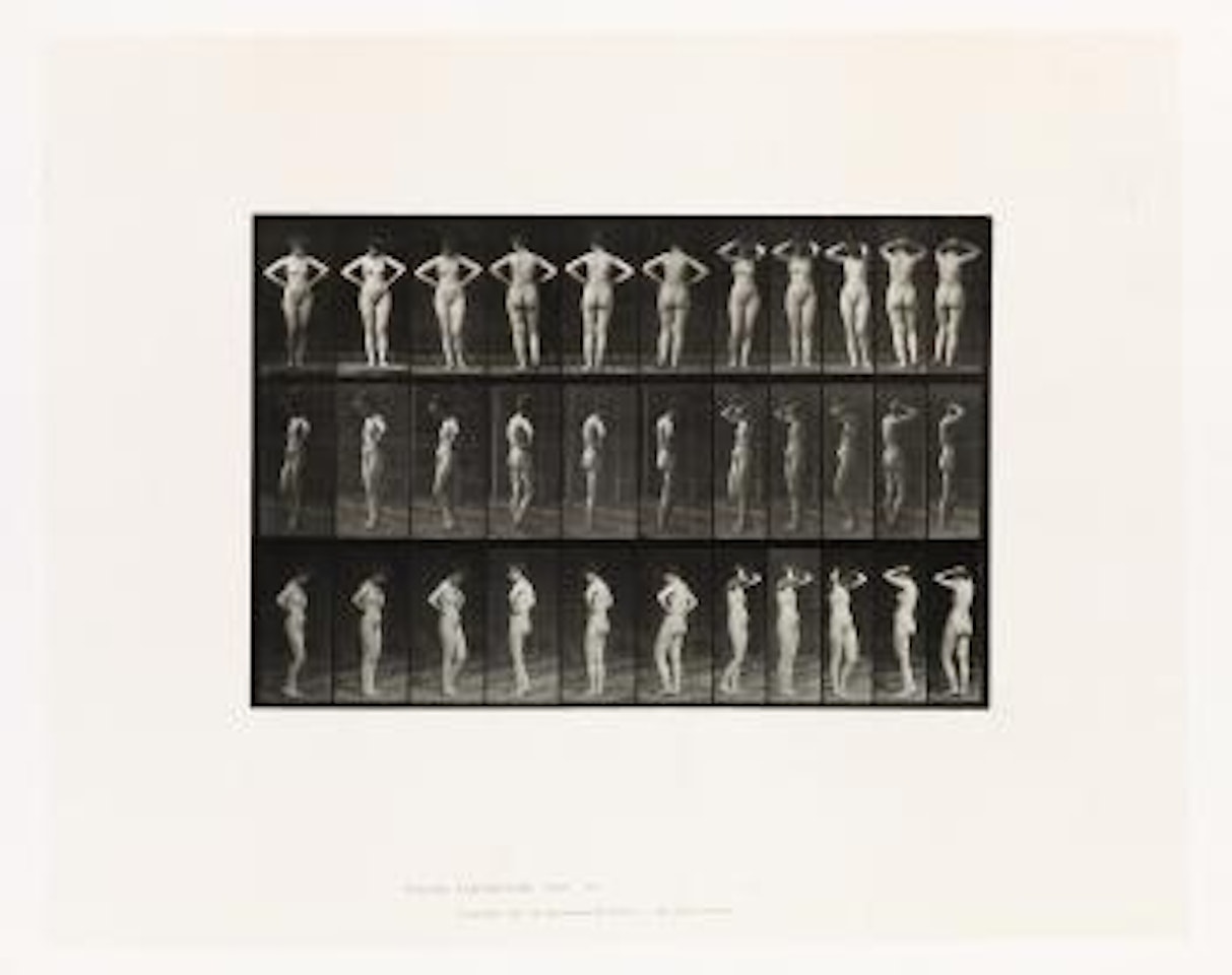 Nude woman spinning with hands on hips by Eadweard Muybridge
