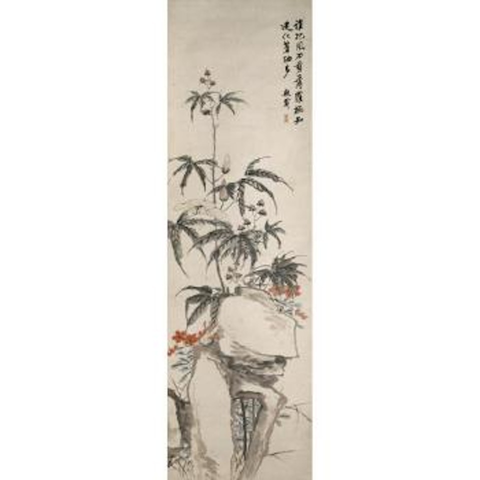 Hollyhocks and Rock by Wu Xizai