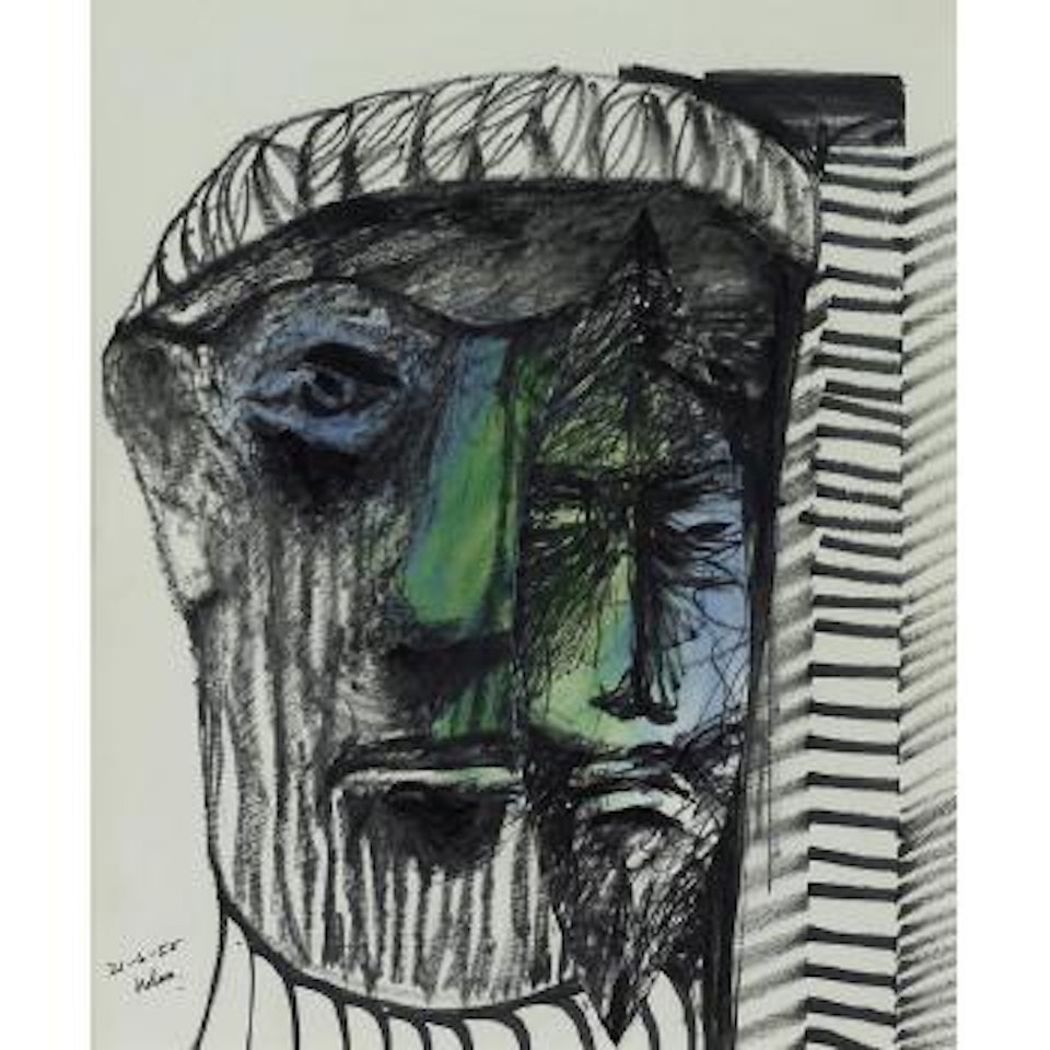 Greek head and Shield by Sidney Nolan