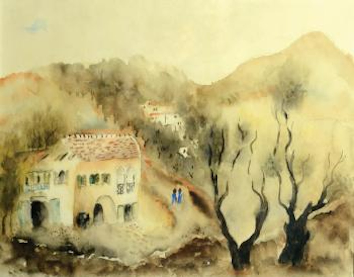 The pink house on the way to Safed by Reuven Rubin