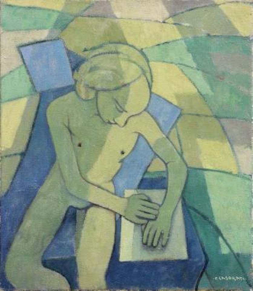 Nudo di ragazza nei campi by Felice Casorati