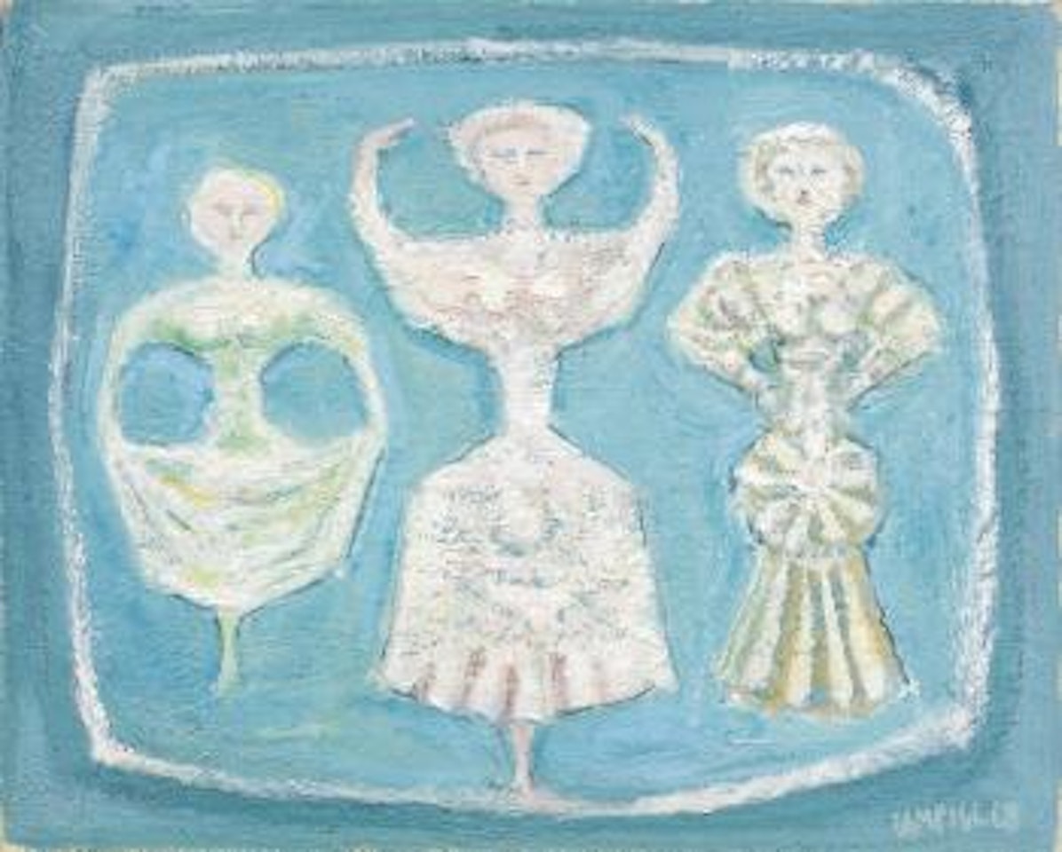 Figure su fondo azzurro by Massimo Campigli