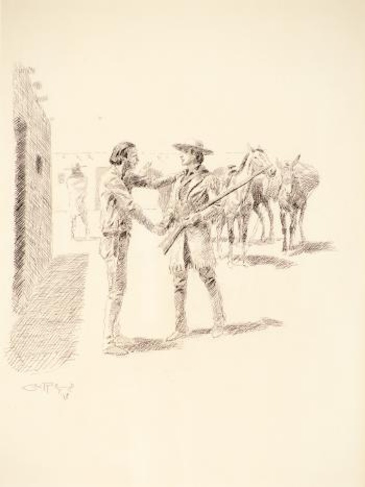 Kit Carson's Farewell (1913); Bridger in Jeopardy [or] Bridger at the Stake by Charles M Russell
