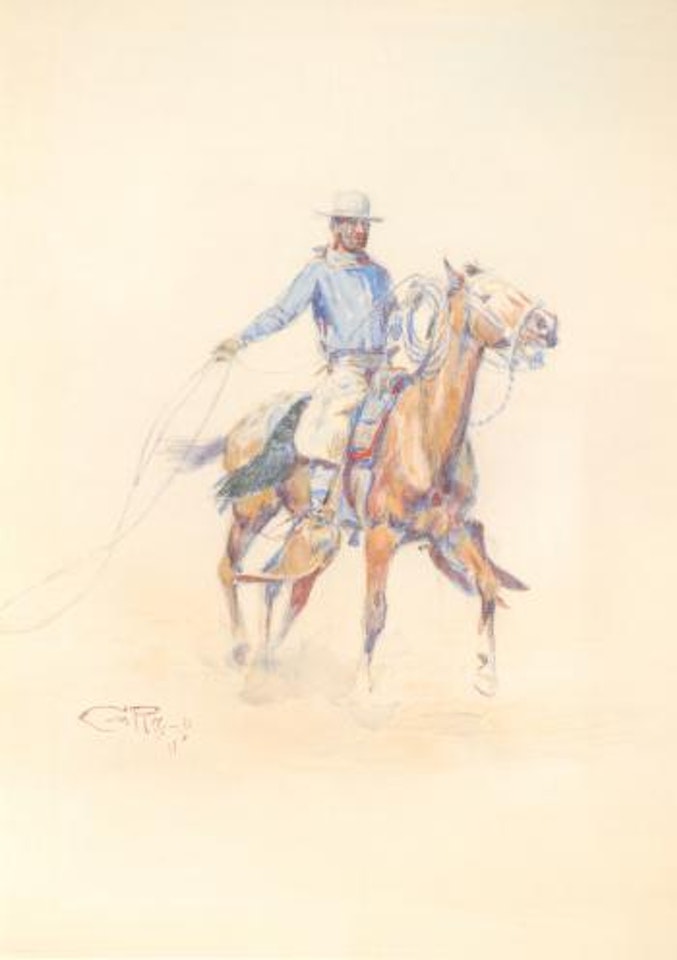 Cowboy/Roper on a Horse [or] A California Roper (1919) by Charles M Russell