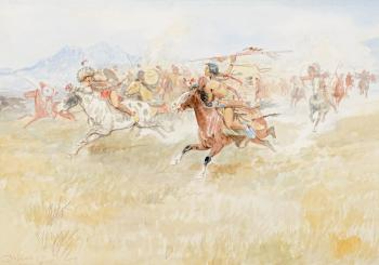 The Battle Between the Blackfeet and Piegans (1897) by Charles M Russell