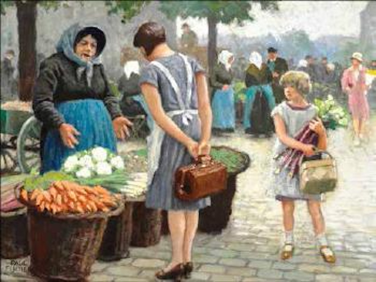 Market scene, Højbro plads by Paul Fischer