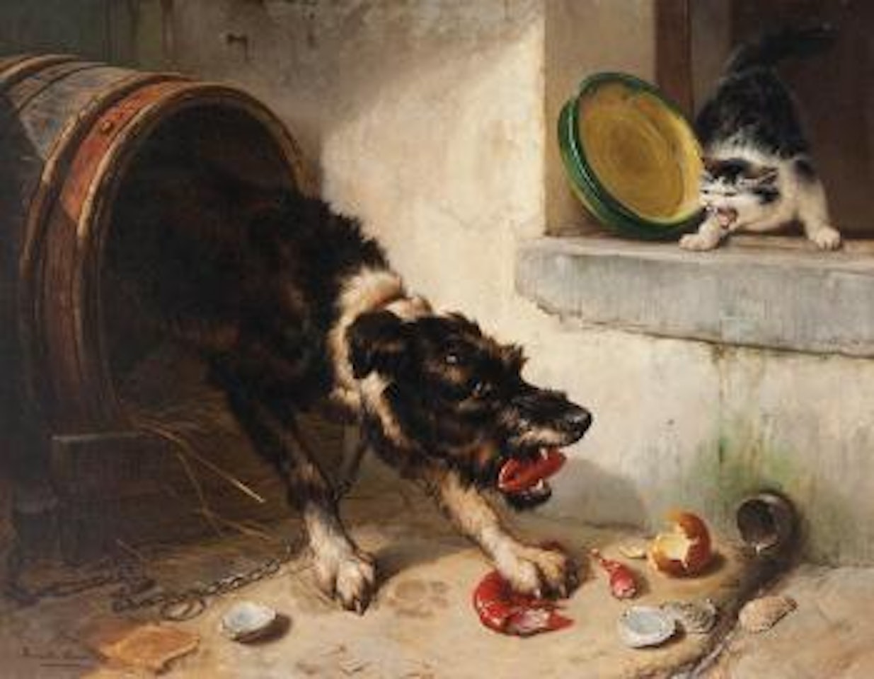 Combat féroce by Henriette Ronner-Knip