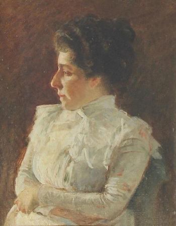 Portrait de femme à la robe blanche by Giuseppe de Nittis