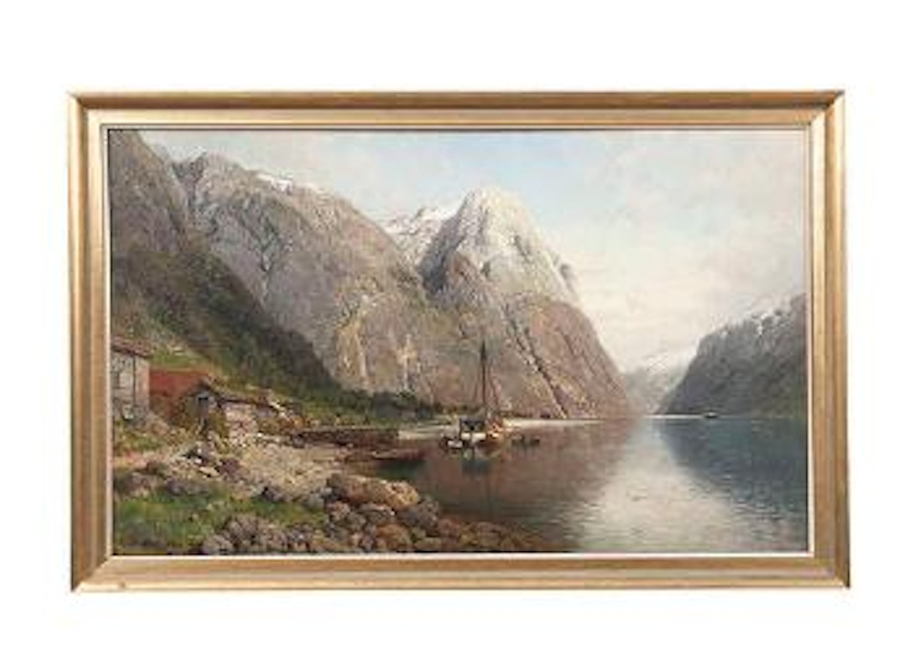 Mailboat in Norwegian Fjord, probably near Bergin by Anders Monsen Askevold