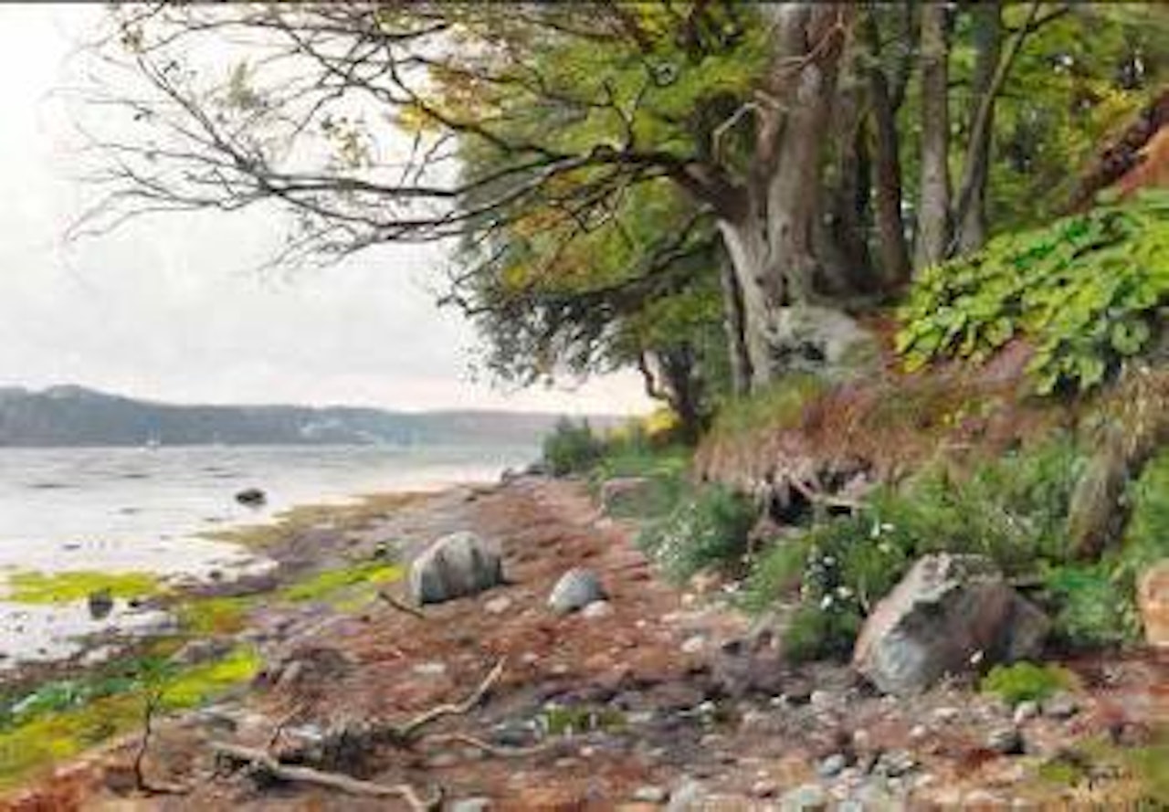 Coastal scene from the north side of Vejle Fiord by Peder Mork Monsted