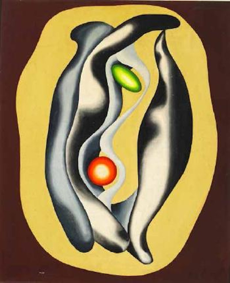 Egg and sphere on brown by Asger Jorn