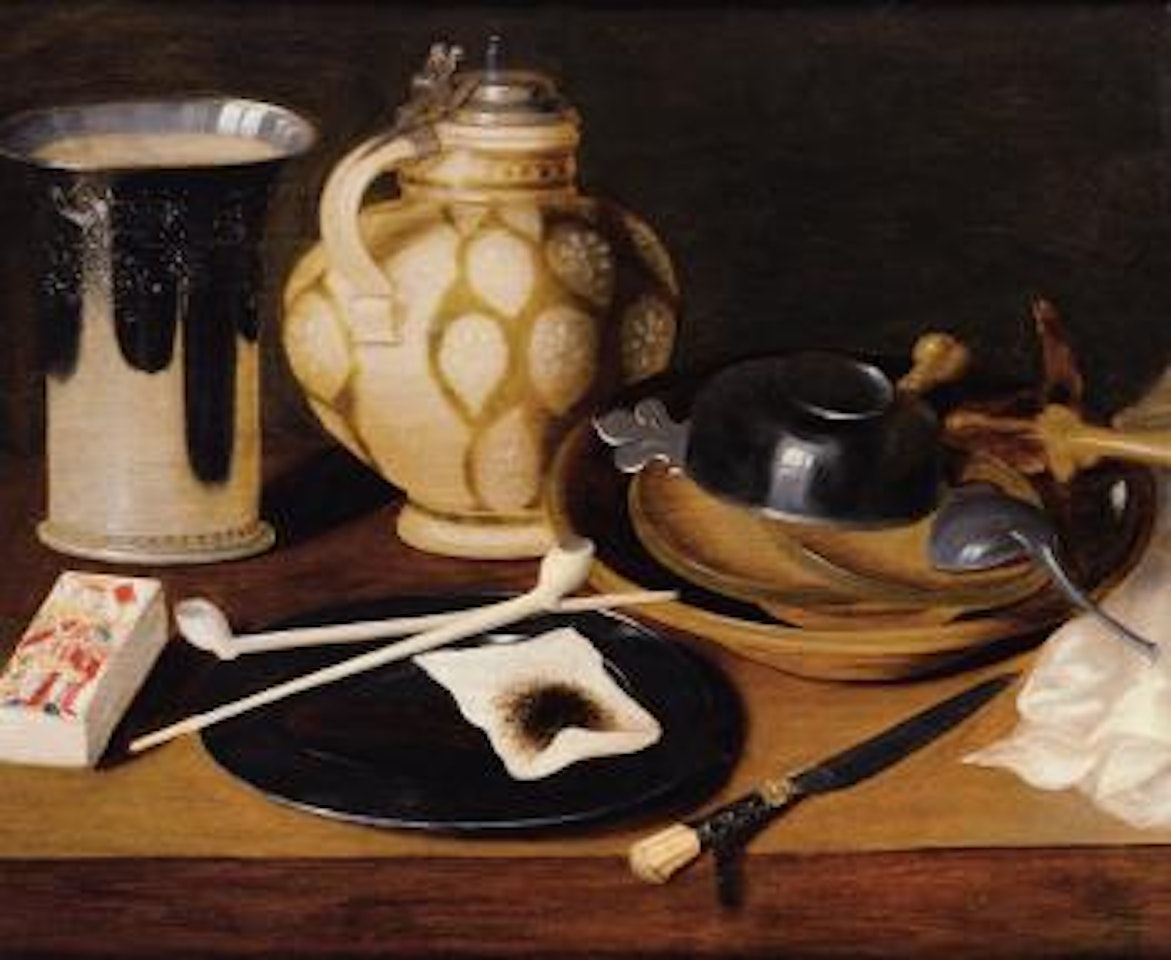 Nature  morte avec pipe, roi de carreau, couteau et pichet by German School