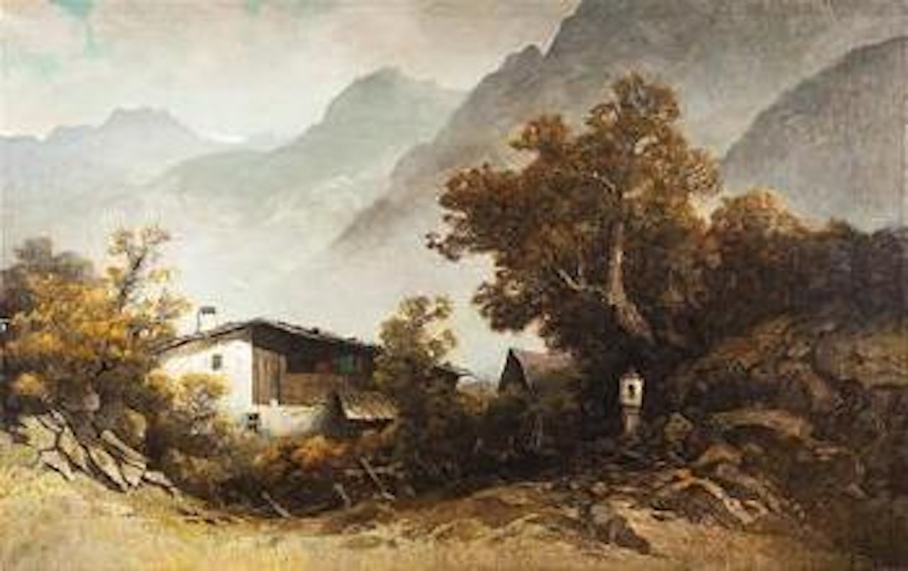Bergbauernhaus mit 'Wildem Kaiser' by Oskar Mulley