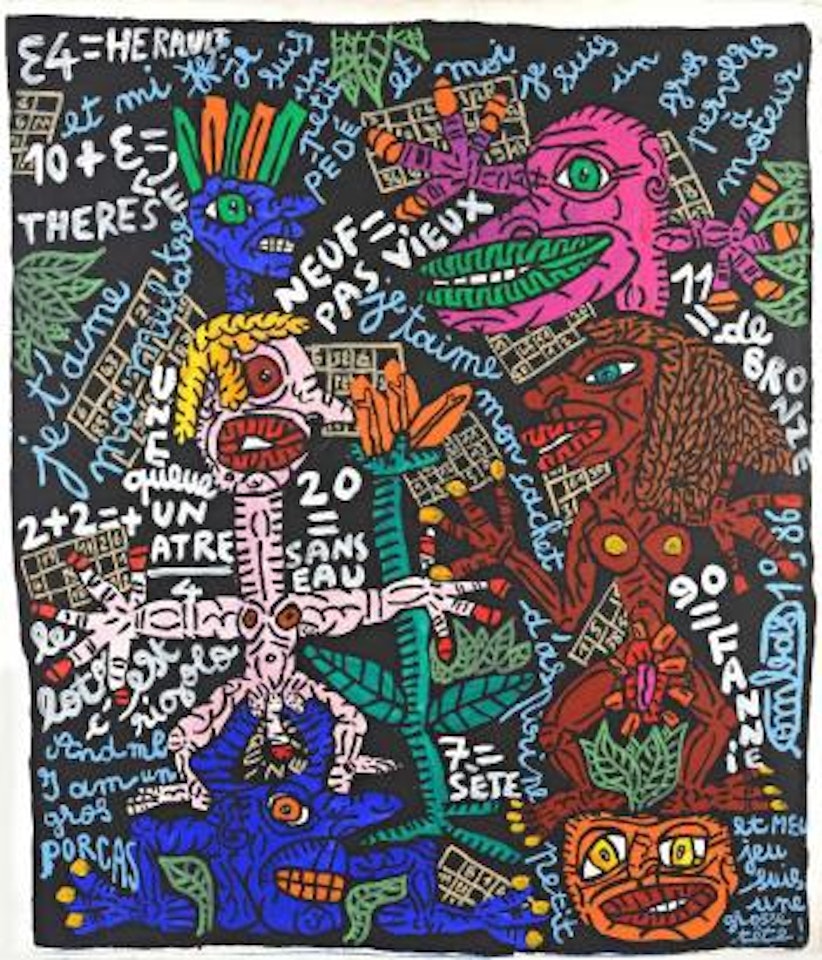 Je t'aime mon petit cachet d'aspirine petit by Robert Combas
