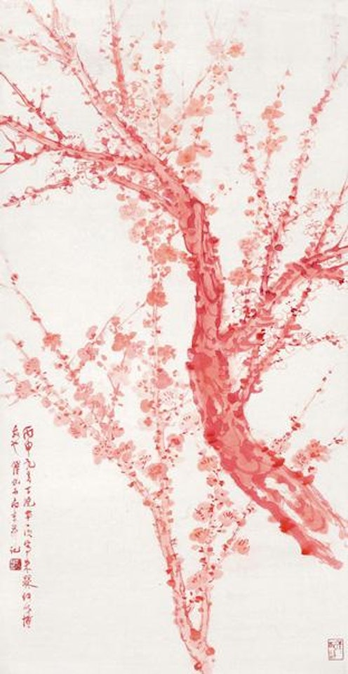 Red plum tree by Fu Baoshi