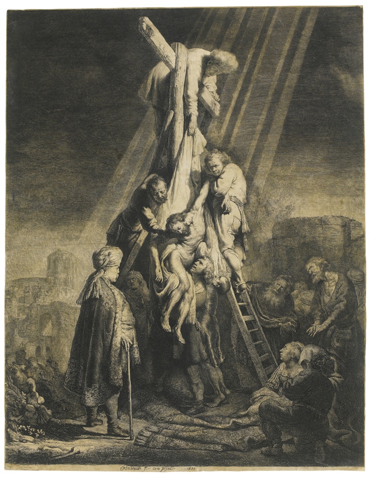 THE DESCENT FROM THE CROSS: SECOND PLATE (B., HOLL. 81; NEW HOLL. 119; H. 103) by Attributed to Rembrandt Harmensz van Rijn