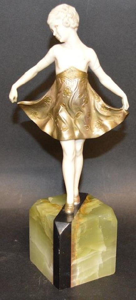 Young girl with ivory head, shoulders, arms and legs by Ferdinand Preiss