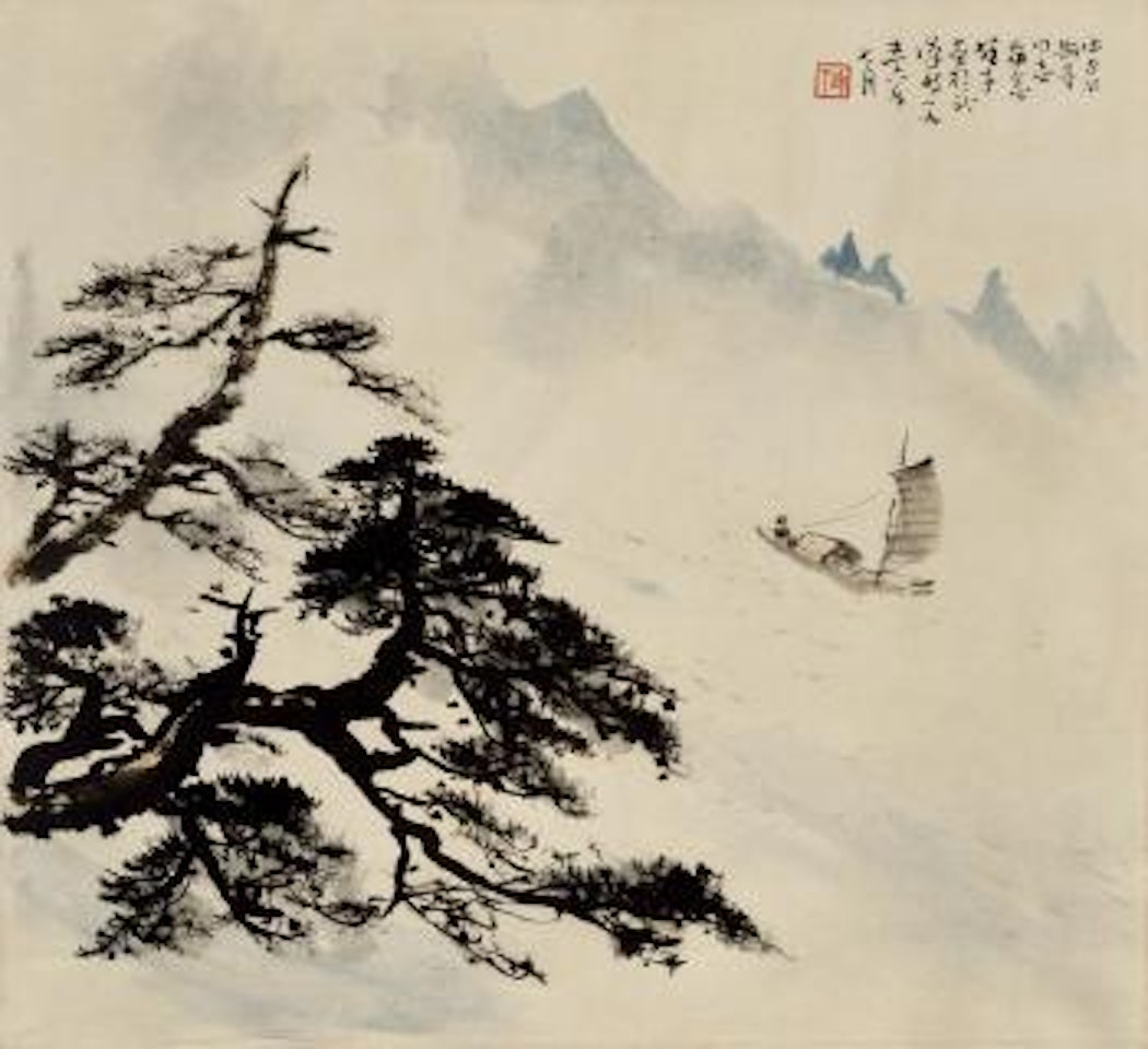 Pine tree over the river by Li Xiongcai