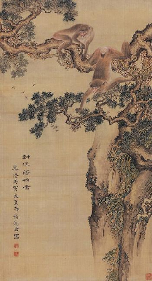 Auspicious Monkey and pine tree by Shen Quan