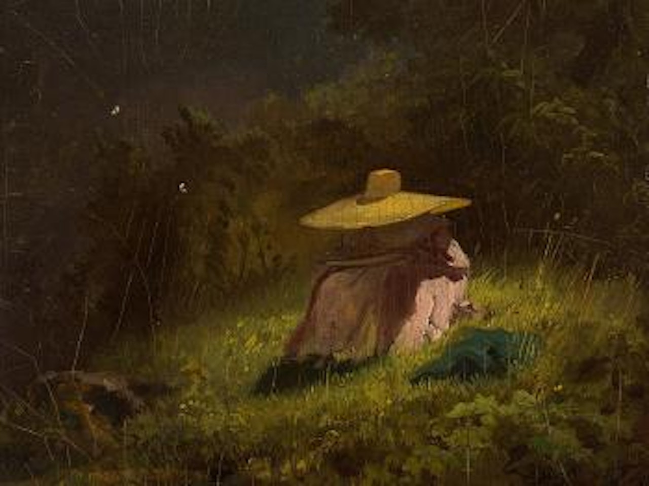 Lady with Straw Hat by Carl Spitzweg
