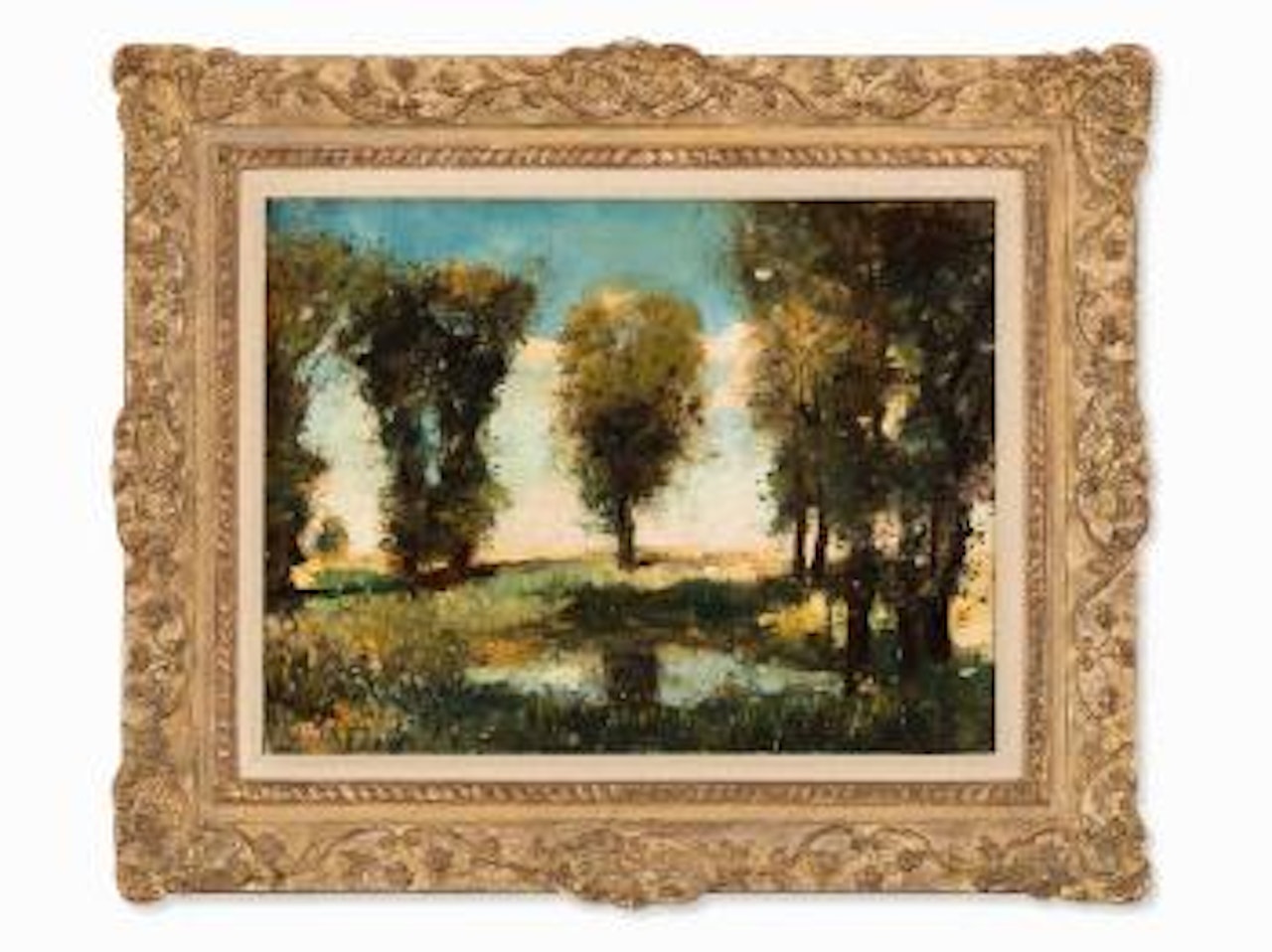 Poplar trees at a Pond by Lesser Ury