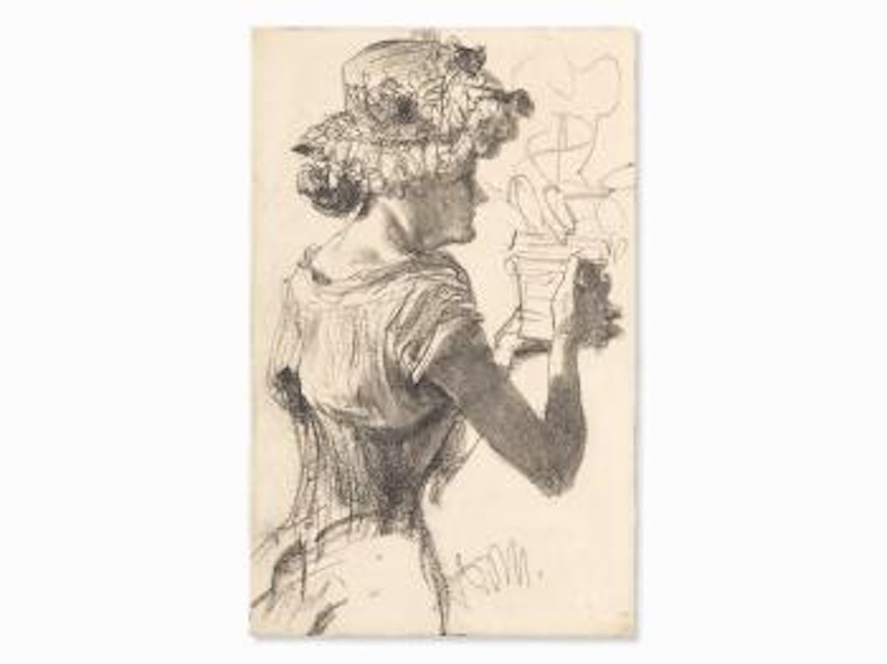 Woman with Flowerpot by Adolph Menzel