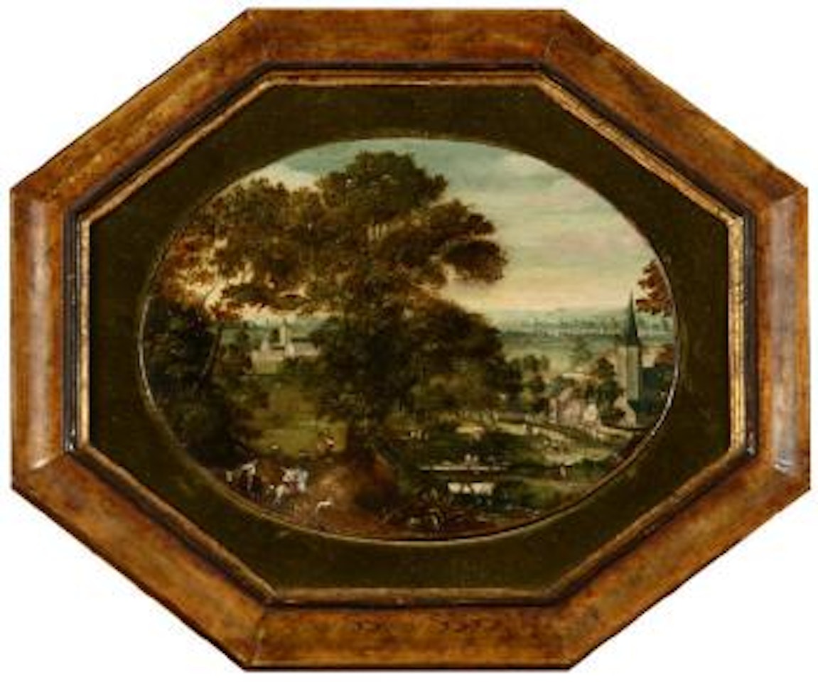 Paysage aux chasseurs by French School