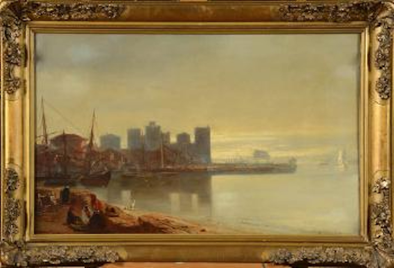 Coin d’un port animé dans le Bosphore by Jean Baptiste Henri Durand-Brager