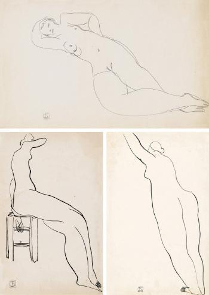 Reclining nude; Seated nude; Standing nude by Sanyu