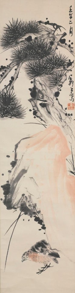 Quail, Pine and Rock by Li Kuchan