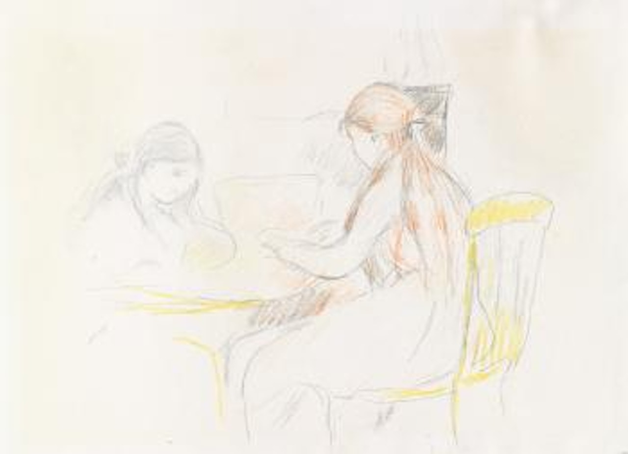 Deux Filles Assises Près D'une Table by Berthe Morisot