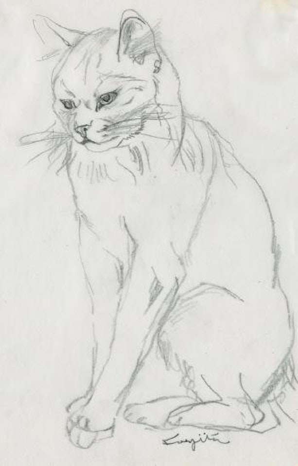 Chat Assis by Leonard Tsuguharu Foujita