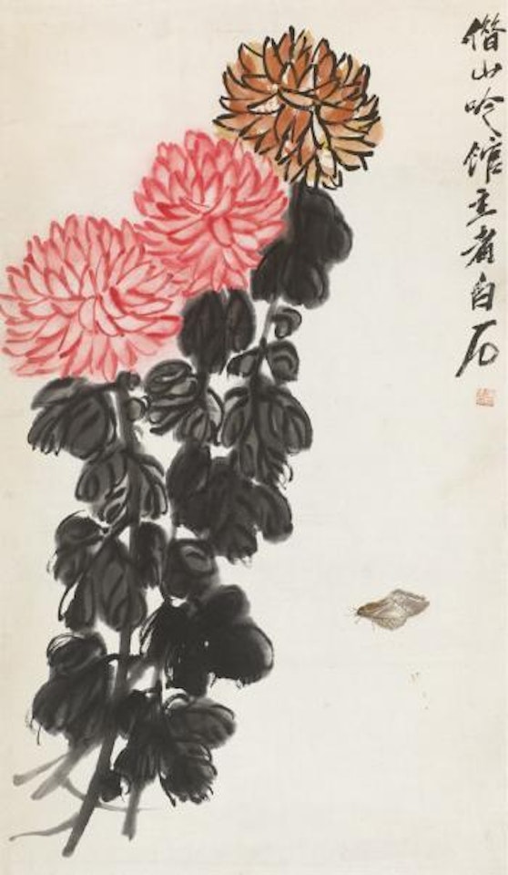 Chrysanthemums and butterfly by Qi Baishi