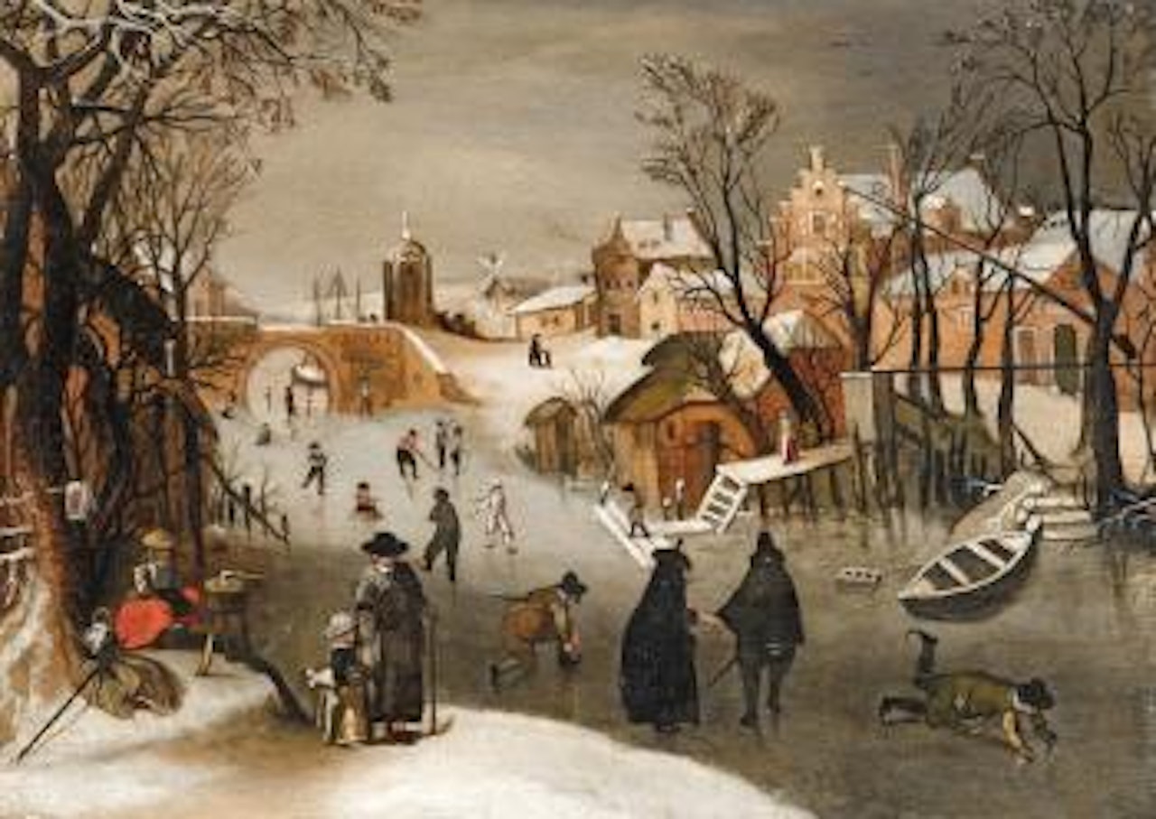 A Winter Landscape with Skaters on a Frozen Canal by Sebastian Vrancx
