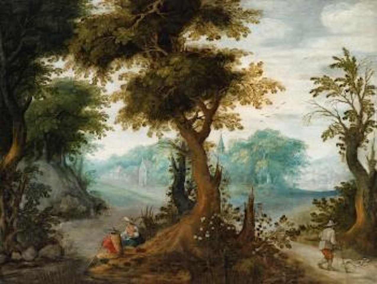 Landscape with Two Reclining Peasants by Flemish School