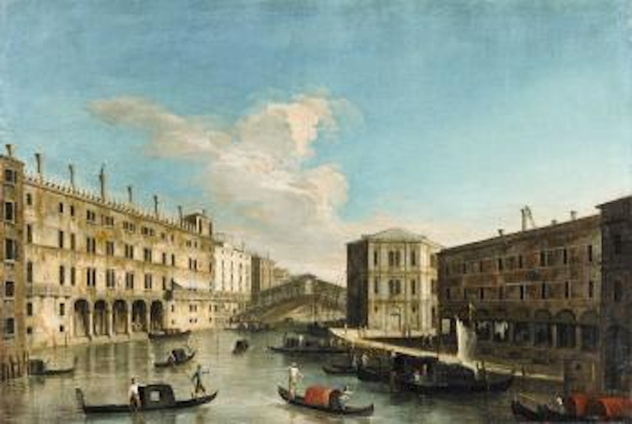 A View of the Rialto Bridge in Venice by Italian School