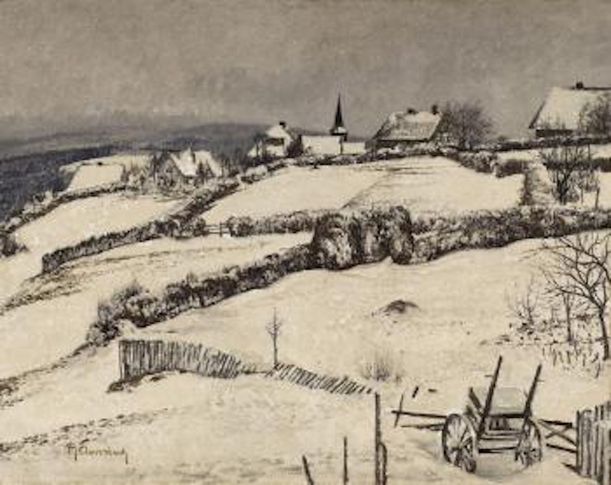 Village Scene in Winter by Max Clarenbach