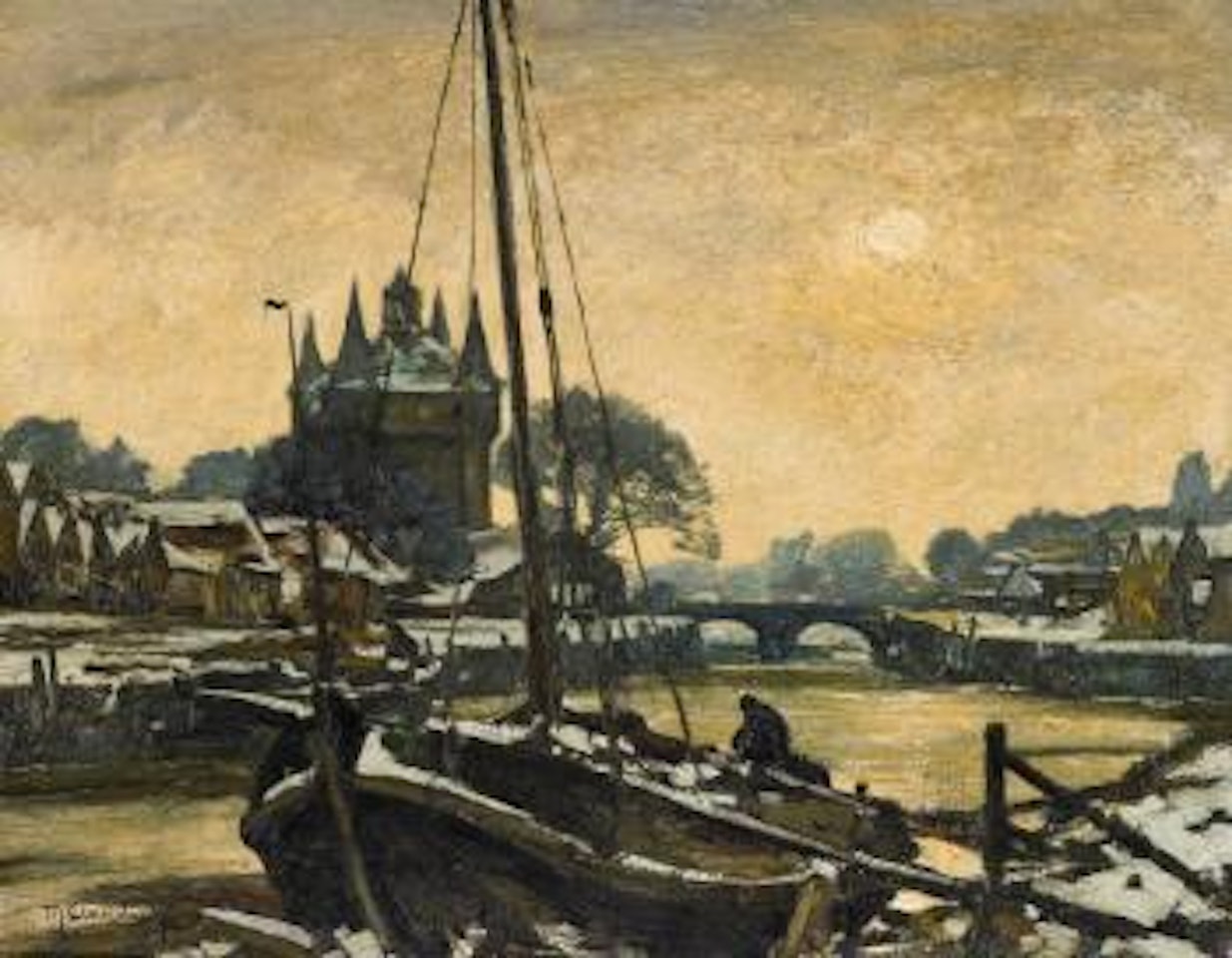 A Harbour in Winter by Max Clarenbach