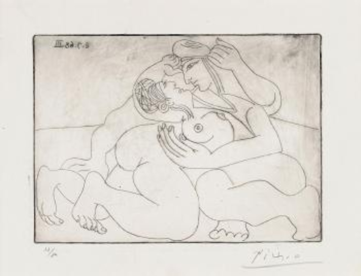 Raphael et la fornarina, XXIII: Seuls, s'étreignant sur le sol by Pablo Picasso